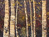Twilight Canvas Paintings - Birches at Twilight